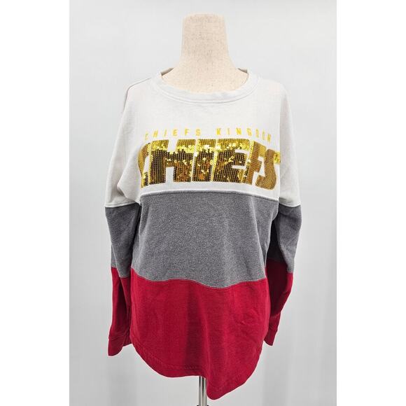 Victoria Secret Pink NFL Women's XS 2015 KC Chiefs Color Block Crew Sweater - Picture 1 of 10